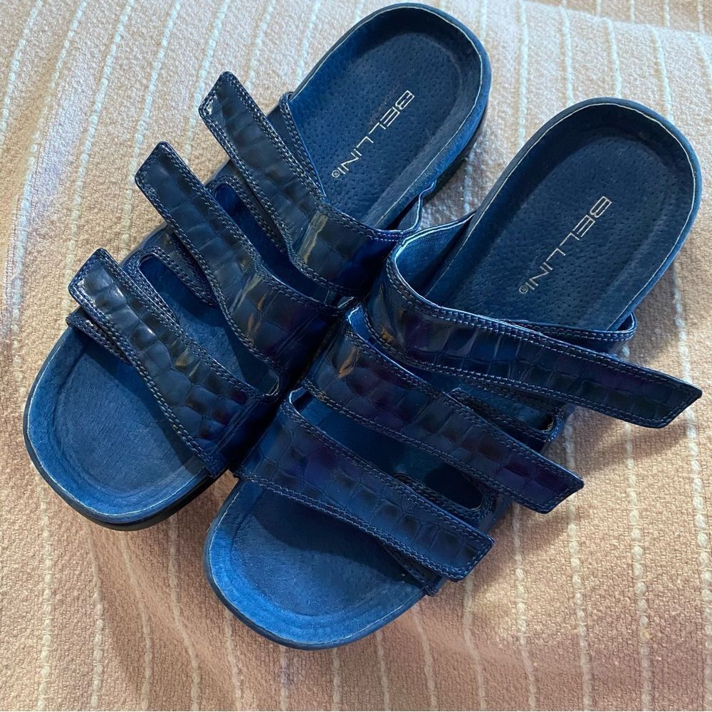 BELLINI Women’s “FANCY" Blue Faux Snakeskin Slide Sandal Sz 12W